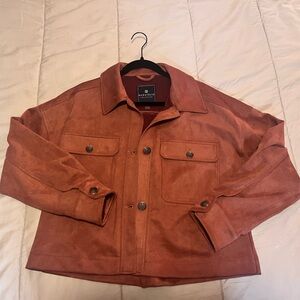 Bagatelle Faux Suede Shacket Size Medium, Brown
